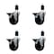 Service Caster 4'' Soft Rubber Swivel 1-1/2'' Expanding Stem Caster Set with Brake, 4PK SCC-EX20S414-SRS-PLB-112-4 - alternate 3